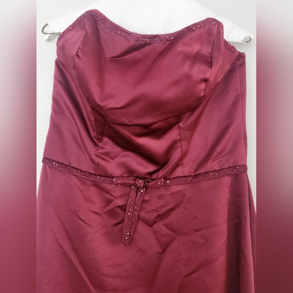 Mori Lee Womens Strapless Dress Size 13/14 Claret/Wine Bridesmaid Formal Prom - Picture 2 of 10